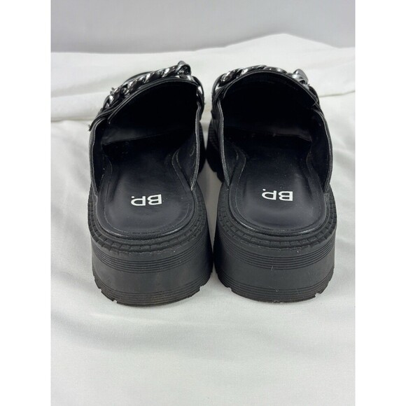BP Tristan Flat Loafer Black 7.5 M Mule Slip On Chunky 90's Clogs Chain Lug Sole - Picture 4 of 11